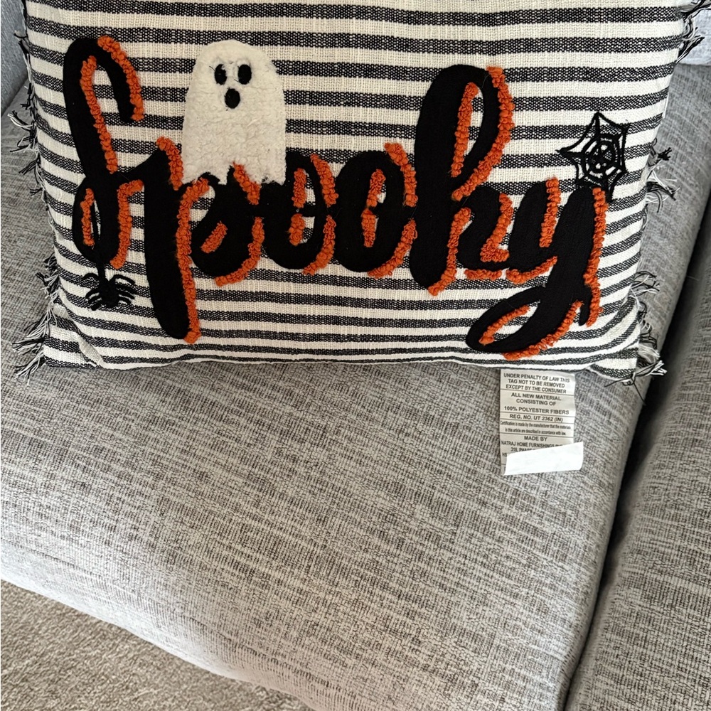 Spooky Halloween Decorative Pillow - Black and Orange